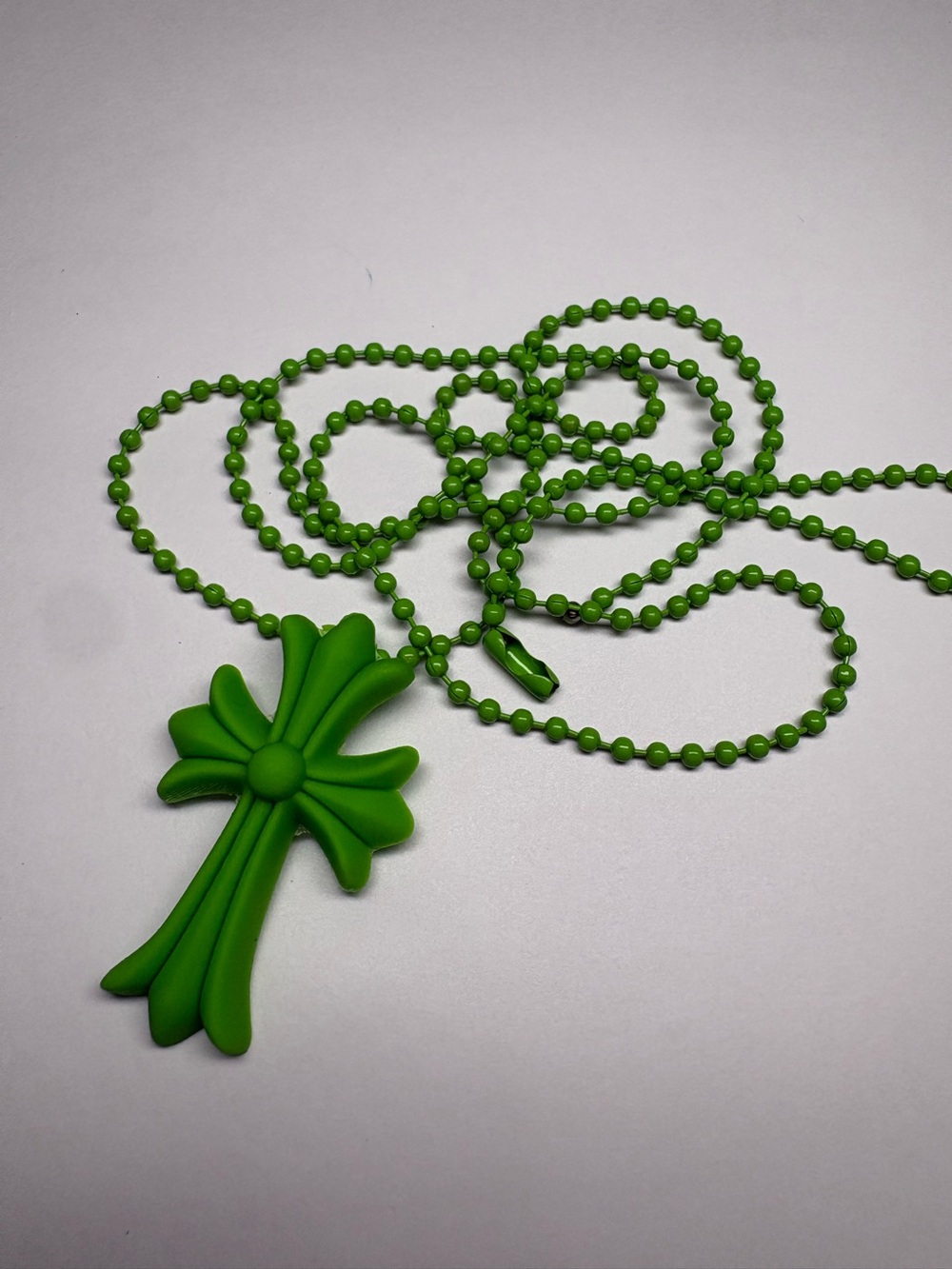 Green Silicone Cross Pendant Necklace for